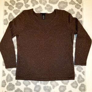 Lane Bryant Sweater 14/16 Brown with rosegold metallic sparkle